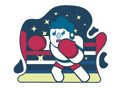 Boxer boxer dream flat flat line icon illustration illustrator
