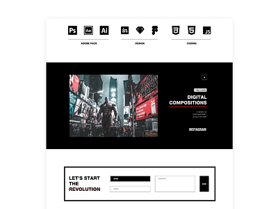 The REVOLUTION (part-3) - Web design adobexd blackandwhite design figma landingpage onepage photoshop portfolio portfolio design ui uidesign ux web webdesign website