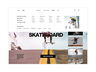 Skateboard (part-2) - Web Design adobexd branding ecommerce landingpage menu design menubar portfolio shopping uidesign web webdesign website