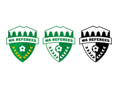 WA Soccer Referee Logo badge brand crest design grapgic green logo referee shield soccer trees
