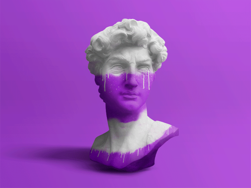 David digital flat paint photo photo manipulation photo retouching photoshop purple renaissance retouching sculpture
