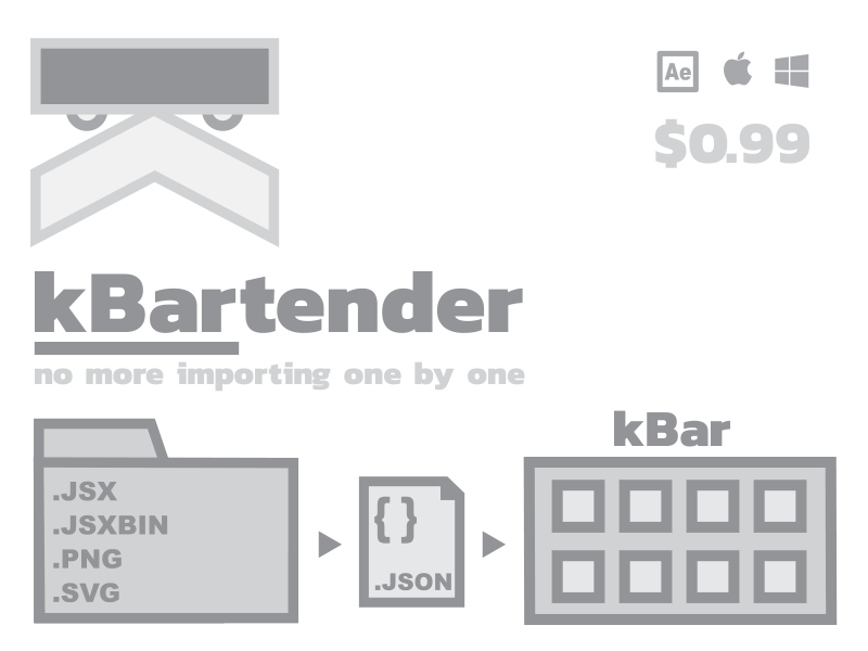 kBartender - your kbar best friend after effect bartender black white brand branding extendscript json kbar script