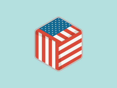 U.S. Hexagon Badge box flag hexagon stars and stripes usa