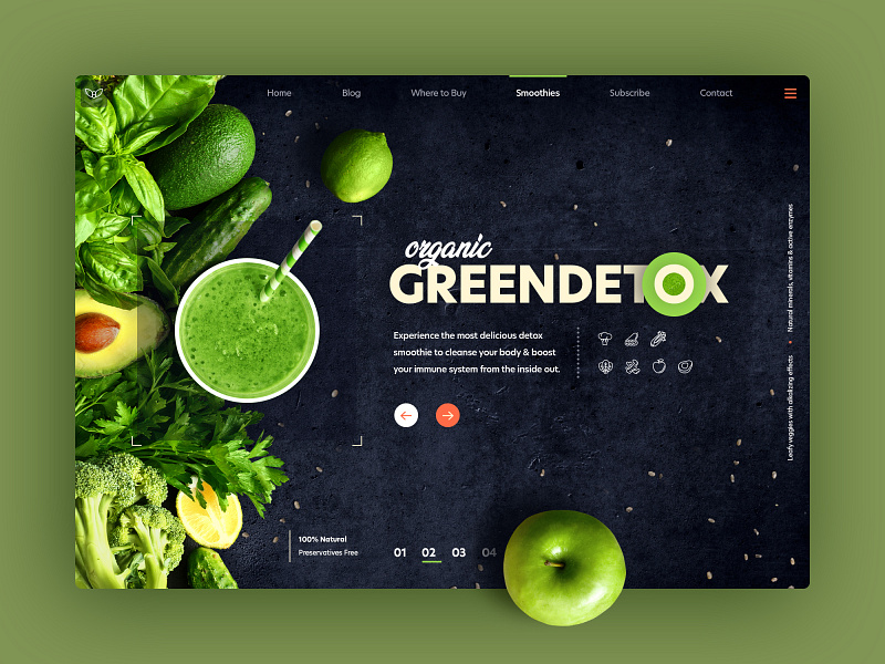 Green Detox Smoothie Landing Page UI by Pablo Barzet 👌 on Dribbble