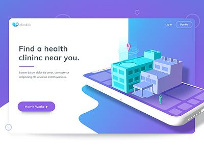 Cliniklik 3d modeling clinic cliniklik gradients health healthcare illustrtion isometric ux.ui