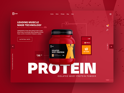 Whey Protein E-commerce UI bright e commerce ecommerce ecommerce ui fitness gradients health supplement muscle muscle mass nutrition protein red supplement ui ui design ux web ecommerce whey protein x ariafit