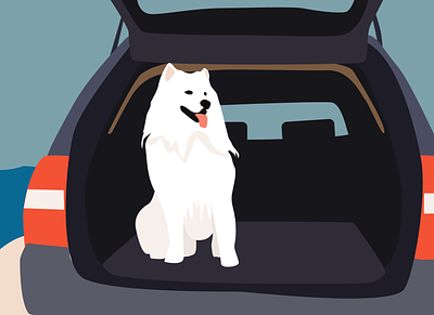 Dog Illustration_Samoyed_roadtrip adobe illustrator branding dog illustration roadtrip samoyed vector