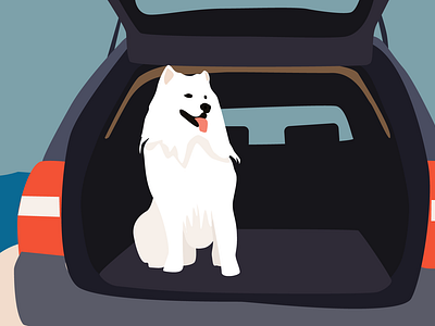 Dog Illustration_Samoyed_roadtrip adobe illustrator branding dog illustration roadtrip samoyed vector