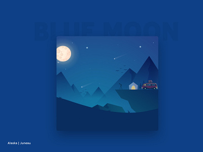 Moon watcher art design designers digital art dribbble dribbblers flat illustration moon mountain stargazing vector visual art