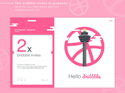 Dribbble Invitation designers dribbble dribbblers flat illustration invitation invitation design invite invite giveaway ui vector visual art