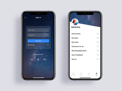 Login and Personal Interface of App app ios ui ux 图标 应用 设计