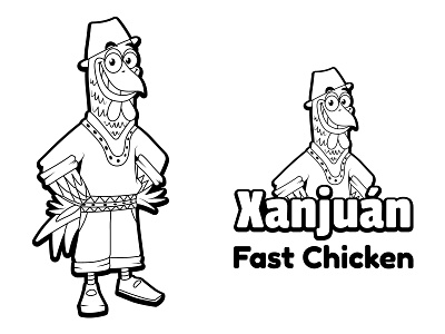 Xanjuán (Black & White Version) branding illustration rooster