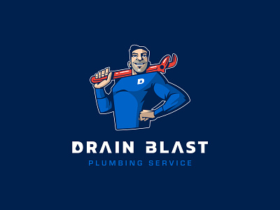 Drain Blast cartoon character illustration logo plumbing