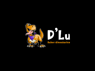 D'Lu cartoon dinosaur food logo mateoto restaurant
