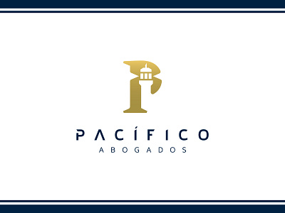 Pacífico lighthouse logo monogram negative space p