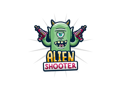 Alien Shooter alien galaxy gun illustration logo space