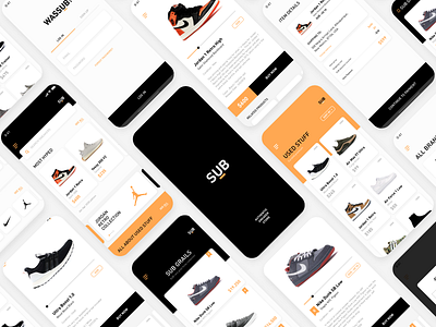 SUB Sneaker Store App app branding design hypebeast icon identity illustration minimal sneakers ui ux