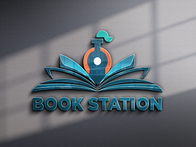 Book station logo book logo books branding design flat illustration logo minimal minimalistic typography vector