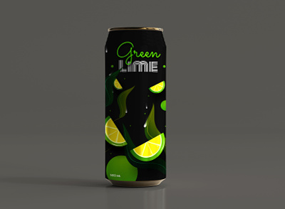 Packaging black branding can cold drink design drink gradient green illustration lemon lime package design packaging photoshop vector