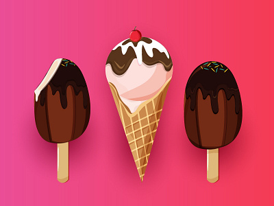 Ice Creams cherry chocolate cone icecream