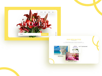 Flower shop web page floral landing page pages red ui web yellow