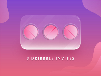 3 Dribbble Invites 3x design dribbble gradient invitation invite pills pink three