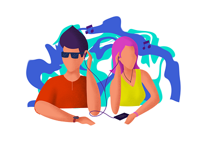 Let’s Groove character design digital illustration music ui