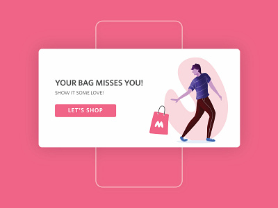 Push notification for empty bag design digital icon illustration ui