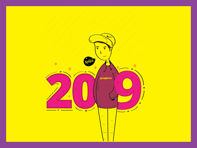 Hello 2019 :) animation branding charachter daily ui flat illustration logo typography ui userinterface ux vector