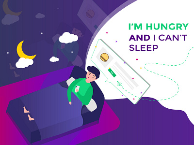 Hungry animation charachter daily ui design flat hungry icon illustration minimal night sleep typography userinterface vector