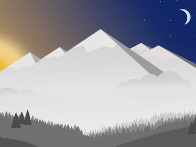 Mountain in Progress graphic design illustration light moon mountain sketch snow sun trees