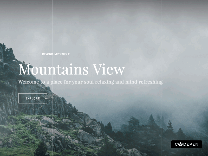 Mountains View - Landing Page Screen