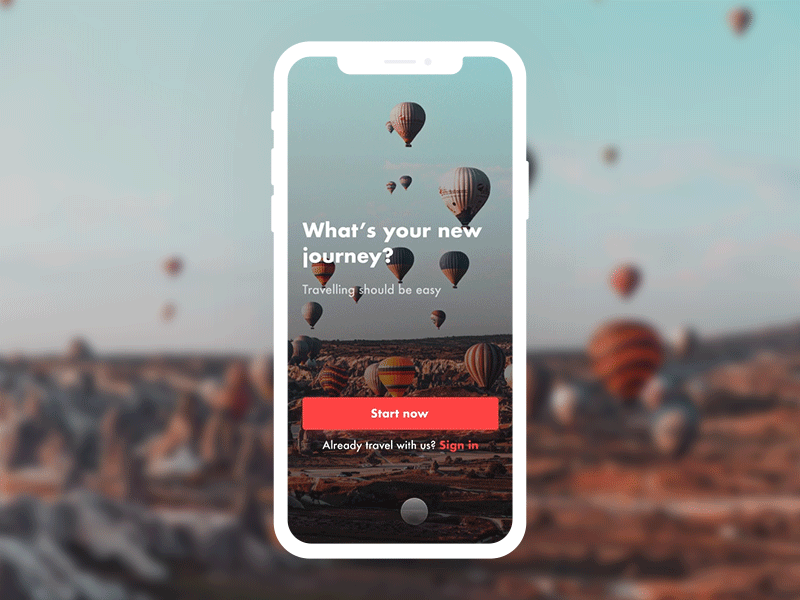 Daily UI #001 - Sign Up Screen animation app app design capadoccia daily ui dailyui design first screen sign in sign up signup travel travel app ui ux web