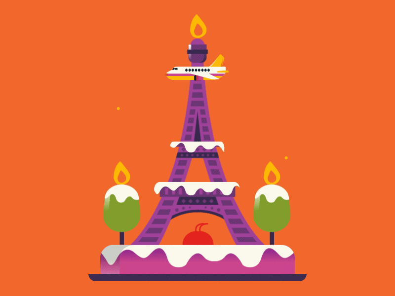 Birthday in Paris birthday cake confetti gif illustration jenius paris plane travel