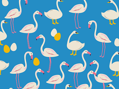 Flamingo & Duck Series duck flamingo illustration pattern scarf