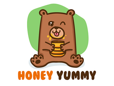 Honey Yummy "Hand Drawn Logo Style" animal logo cartoon logo commision work cute logo cutelogo logo logo toons logodesign logogram mascotlogo