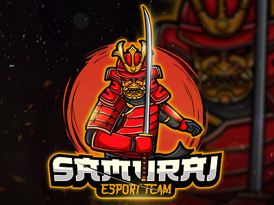 Samurai "E-sport Logo" cartoon logo commision work esportlogo japan katana logodesign mascotlogo ronin samurai samurai helmet samurai mask
