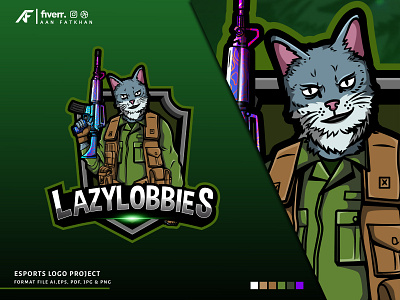 Cat Esports Logo animal logo cartoon logo cat commision work esport logo esportlogo gamer green logo logodesign logogram mascotlogo