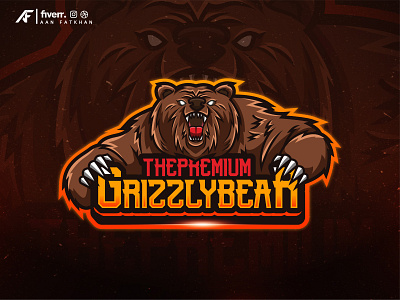 Grizzly Bear Esports Logo animallogo bear bearlogo cartoon logo commision work design esport logo esportlogo illustration logo logodesign mascotlogo