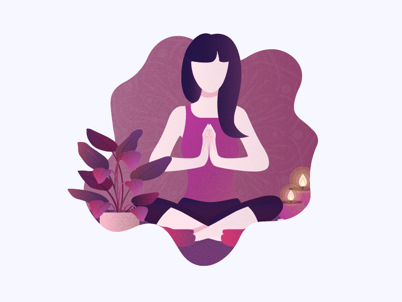 नमस्ते Namaste debut flat design gif grain illustration looping gif motion graphic purple yoga