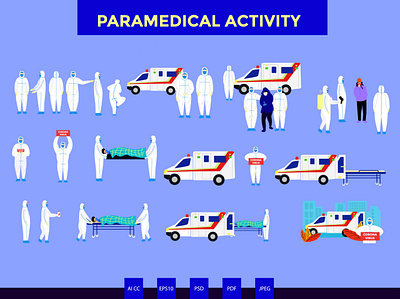 Paramedical Activity on Coronavirus ambulance china coronavirus covid 19 flat design graphic design illustration paramedic team world wuhan