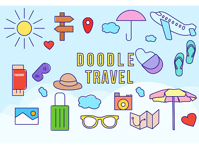 Doodle Traveling doodle flat design graphic design handrawn illustration travel vector