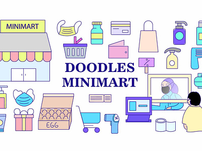 Doodle Minimart buy buyer cashier cashierlive doodle icon illustration logo minimart shooping social distancing supermarket