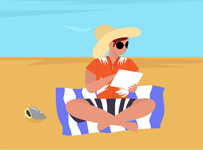 Hello Summer Season background beach character illustration man people summer sun swimsuit vacation