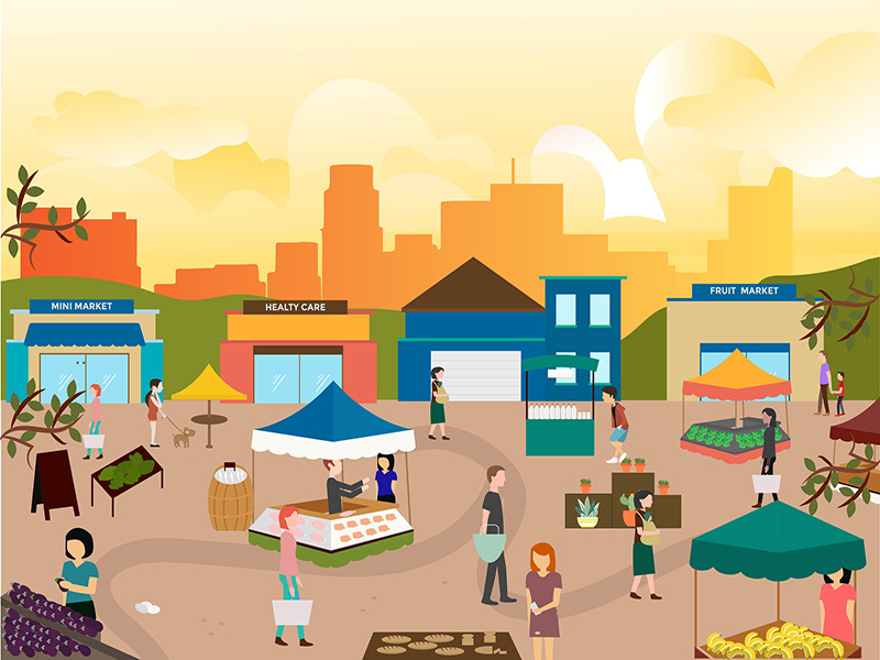 People Shooping At Traditional Market by Griyolabs on Dribbble