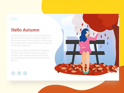 Hello Autumn autumn character design flat illustration landing page ui web woman