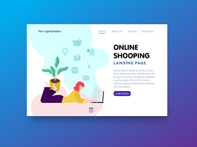 Landing Page Online Shooping Illustration character landing page online shooping people shooping ui web design