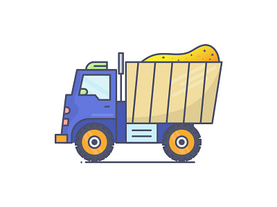 Dump Truck blue collection contruction delivery driver dum truck element flat design heavy transportation truck