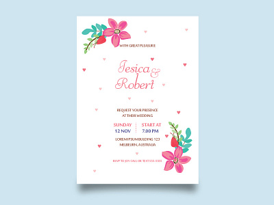 beauty floral weeding invitation card birthday card flat design illustration invitation