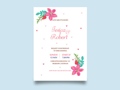 beauty floral weeding invitation card